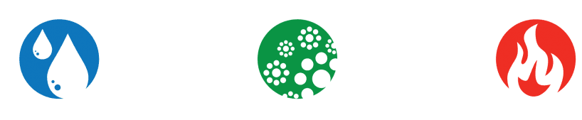 water, mold and fire icons