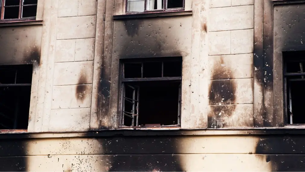fire damage to building exterior