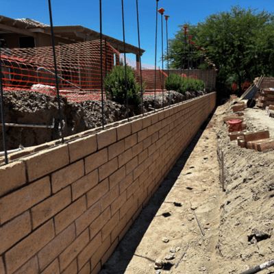 block wall in progress