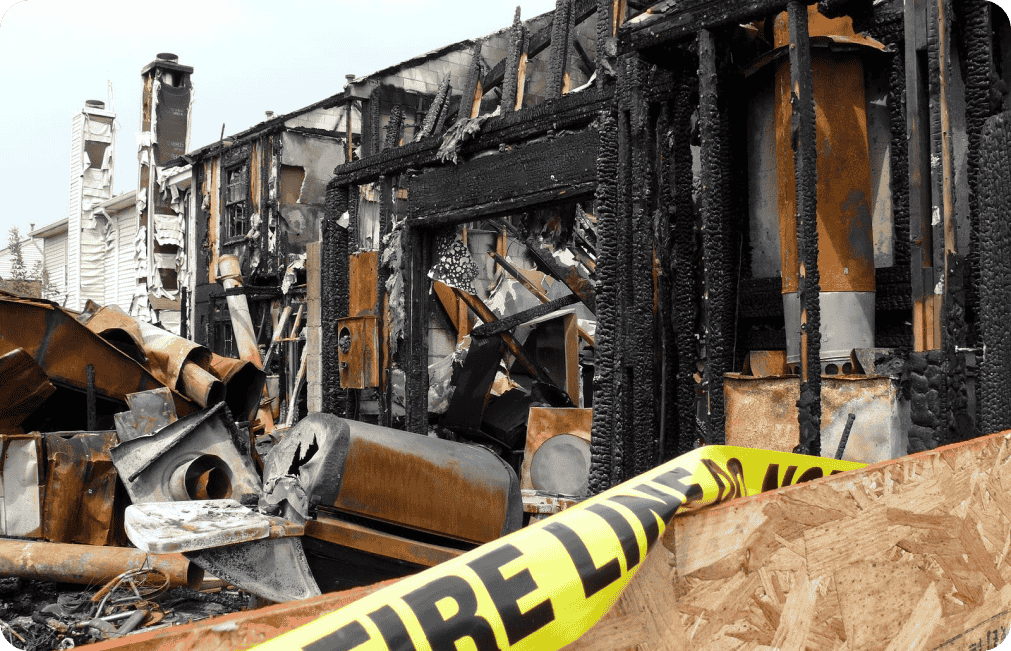 damage in the aftermath of a fire