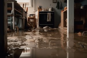 Water flooding the kitchen floor