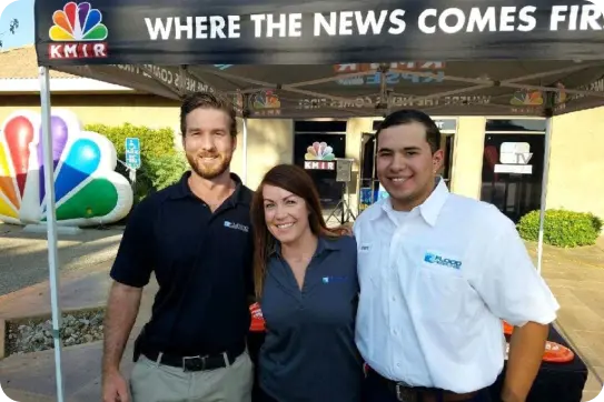 Flood Response representatives at a KMIR News tent