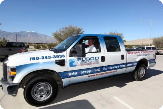 Flood Response truck with a worker inside