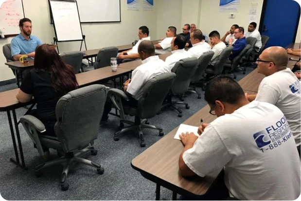 Flood Response workers in a training class
