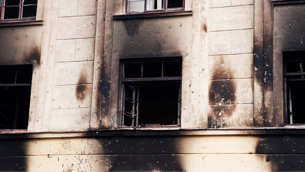 comm-img-2 fire damage to building exterior