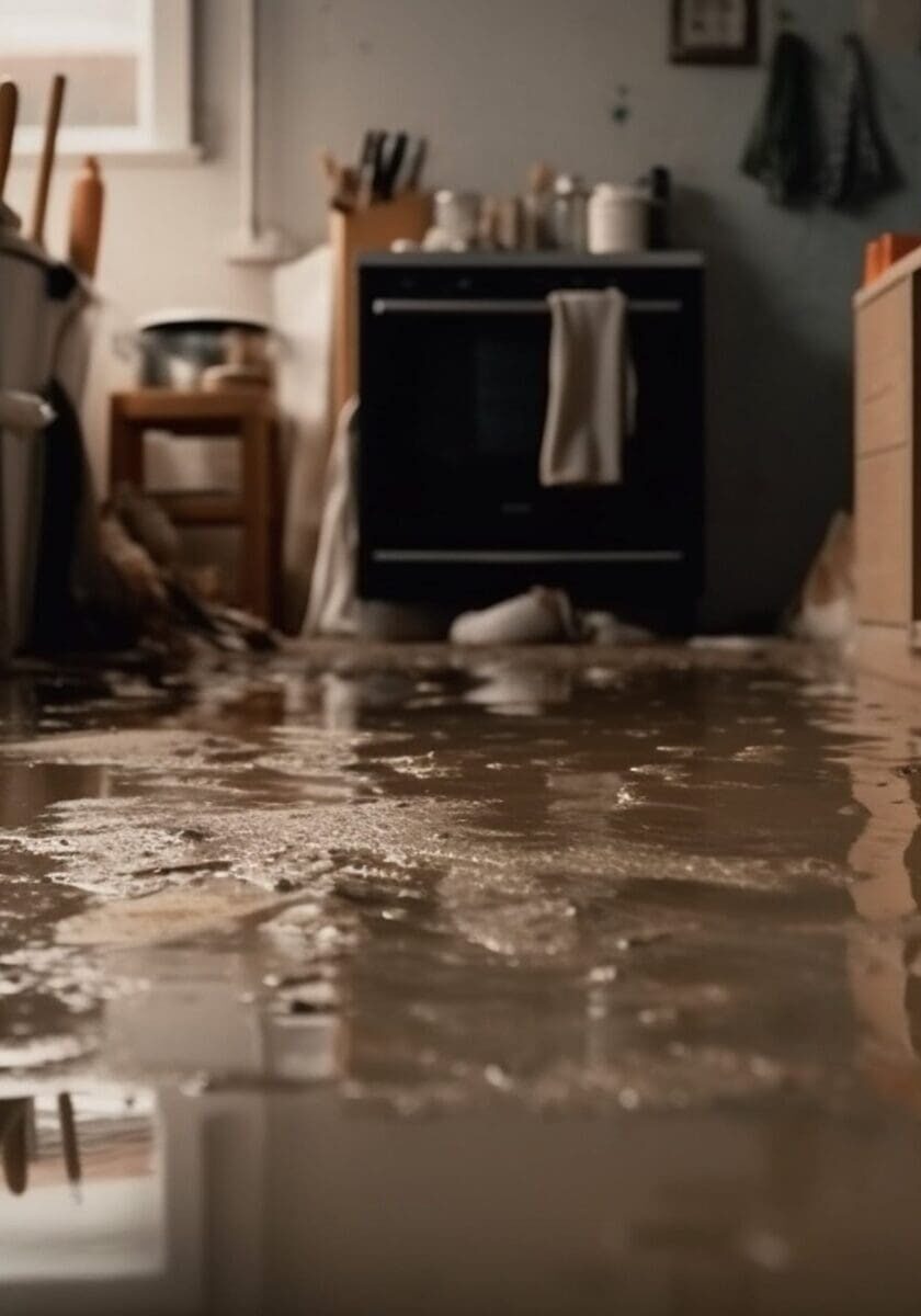 Water flooding the kitchen floor